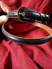Ceinture vintage, femme, lézard veritable noir, boucle lézard