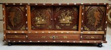 Antique Asian Chinese Marquetry Boulle inlaid Chest Trunk Caddy Case Box mop