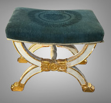 TABOURET CURULE DEBUT XIXe ESTAMPILLÉ " JEANSELME " EPOQUE EMPIRE / RESTAURATION