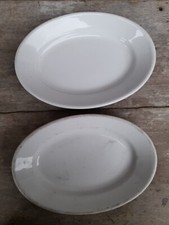 lot 2 plats vaisselle blanche militaire mess art populaire ancien