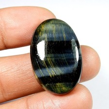 Cabochon en vrac naturel pierre précieuse forme ovale œil de tigre bleu flash...