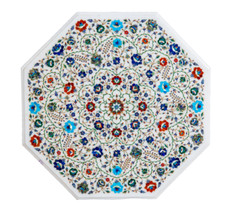 24 " Marbre Centre Table Top Pierre Handmade Inlay Travail Maison