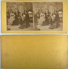 Homme sous une jupe, Vintage albumen print, ca.1870, stéréo Tirage vintage T