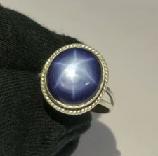 Bague saphir étoile bleue
