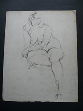 ECOLE FRANCAISE - ETUDE DE NU FEMININ - DESSIN ORIGINAL MINE DE PLOMB - CURIOSA