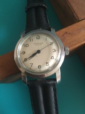 Ancienne Montre Bracelet Homme Mécanique ETERNA Cal 1116F Acier Type Militaire