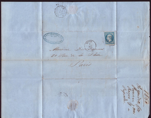 Lettre manuscrite avec tampon