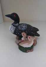 Figurine Bibelot Huard Et Ses Petits - Oiseau En Résine  Peint À La Main