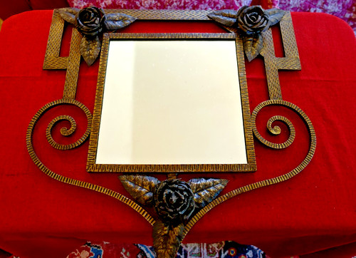 Art deco wrought iron mirror - deco,