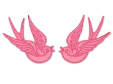 2 écussons Patch HIRONDELLES Tattoo Rock'n'Roll Rockabilly Ska Punk Rock Pin-Up