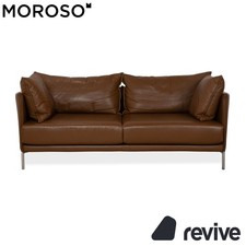 Moroso Gentry Canapé En Cuir Trois Places Marron Châtaigne