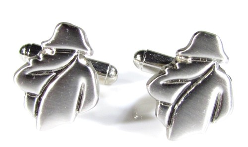 Silver tone cufflinks with - tone,