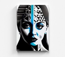 Tableau sur toile maille bleue