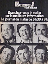 PUBLICITÉ 1976 EUROPE 1 LE MATIN INFORMATION DUHAMEL GILDAS MOUGEOTTE ARNAUD 