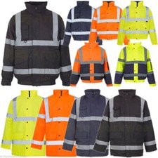 Haute Visibilité Sécurité Travail Entrepreneurs Veste Étanche Rembourré Capuche