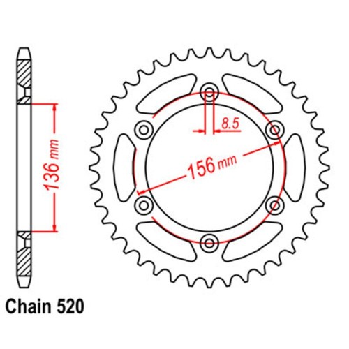 520 rear sprocket fits gas - rear, gas-gas