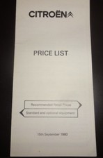 Liste de prix Citroen 1980