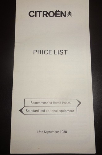Liste prix citroen - citroen, 1980