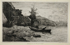 Bords Lac du Bourget GRAVURE Eau Forte ADOLPHE APPIAN Delatre Savoie XIX°