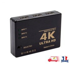 HDMI Répartiteur 4K Ultra HD Switch commutateur 3 entrées 1 sortie Hub Splitter