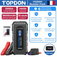 TOPDON VS2000 2000A Chargeur de Démarreur de Saut de Voiture Booster 8.0L&6.0L
