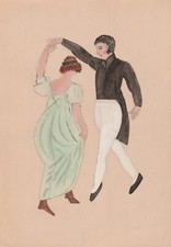 Ancien  dessin aquarellé