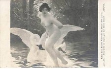 Nu - Tableau - Jeune Fille au Cygne, par Ed. Henry Baudot - Salon de la Socié