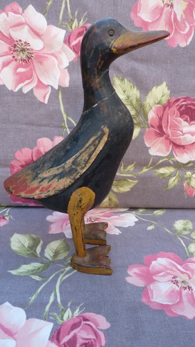 Canard bois sculpté - sculpté, peint