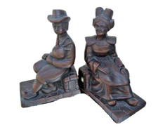 Serre livres sculpture terre cuite couple breton cornemuse modèle déposé J P