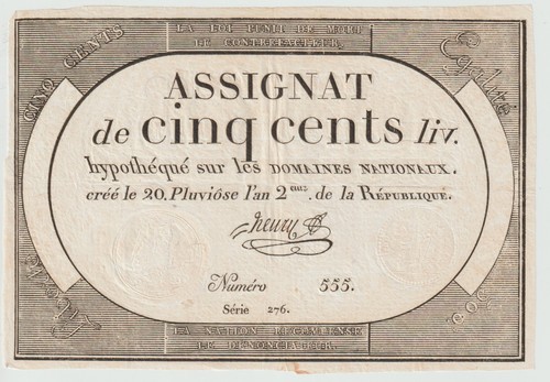 Assignat 500 livres - assignat,