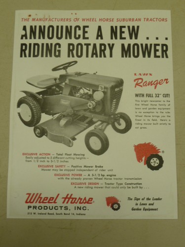 Vintage 1961 wheel horse lawn - wheel,
