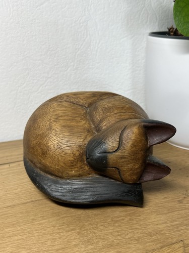 Sculpture bois chat animal - sculpture,