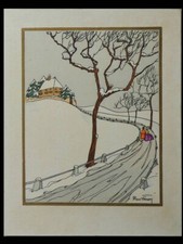 MAX NINON, PAYSAGE D'HIVER, 1920 - POCHOIR, ART DECO