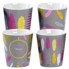 Set de 4 tasses expresso plumes