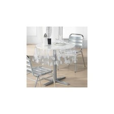 Nappe - Cristal transparent rond - diamètre 140 cm - Feuille blanche - Transpare