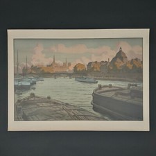 Lithographie par Henri Rivière Paysages Parisiens L'Institut et la Cité A5591