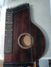 Ancienne Cithare, Sitar, Luth, Lyre Décor en Nacre Ancien Instrument de Musique