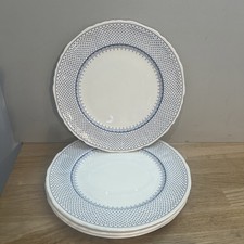 Lot 4 Anciennes Assiettes Plates Faïence Anglaise Mason’s Modèle Louise Bleu