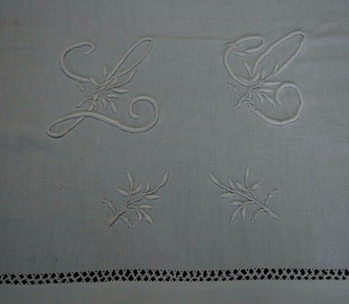 Drap lin personnes brodé - lin,