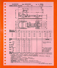 MERCEDES TRUCKS / CAMION PORTEUR TRACTEUR  LP 1924 / FICHE de 1970