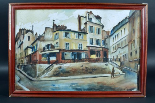 Tableau ancien vue place - ancien, la