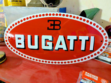 Plaque émaillée bombee BUGATTI  AUTOMOBILE au pochoir 50 x 25 logo enseigne