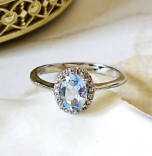 ** Bague pierre de topaze bleu clair facettée sur argent 925 taille 54 **