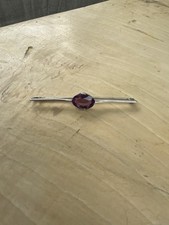 Ancienne broche en argent massif et améthyste