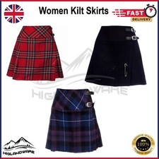 Écossais Femmes Mini Jupe Divers Tartans Acrylique Laine Broche Kilt 16' Long