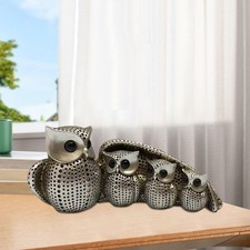 Statues de hibou en résine Sculptures d'oiseaux Ornement Famille de quatre