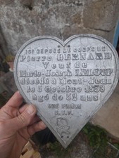 Plaque Mortuaire Coeur Funéraire Cimetière Aluminium Haute : 22cm