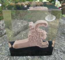 Cube Plexiglass Design 1960 -70 motif INCA Aztèque Publicité Air Mexico ? 7X8X7