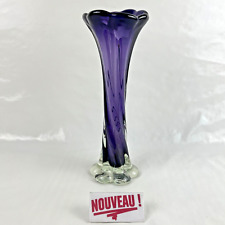 ➜VASE SOLIFLORE/TULIPIER STYLE MURANO en verre soufflé violet "Pied d'éléphant"