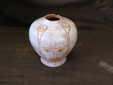 Ancien vase en céramique sgraffito Visage cubique Type Picasso vers 1970